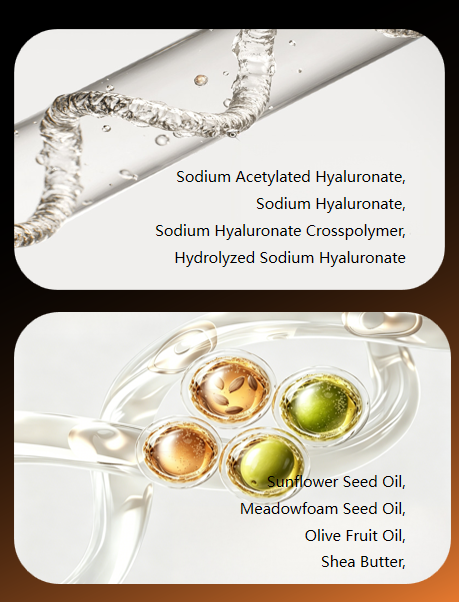 Quadruple acide hyaluronique et huile végétale Quadruple hyaluronic acid&vegetable oil